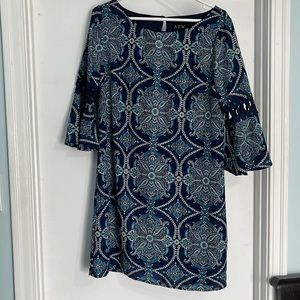 AUW A-line blue patterned dress never worn